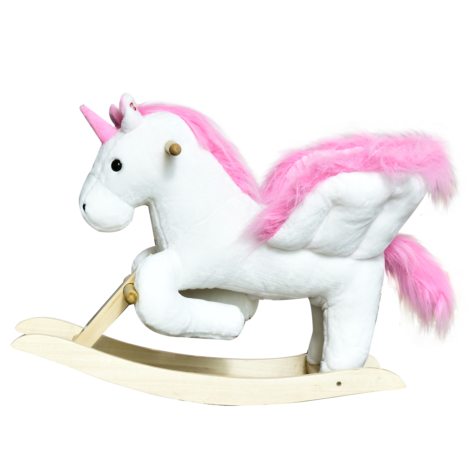 Children's Rocking Horse Unicorn Wooden Plush Riding Chair Toy With Music — image 8