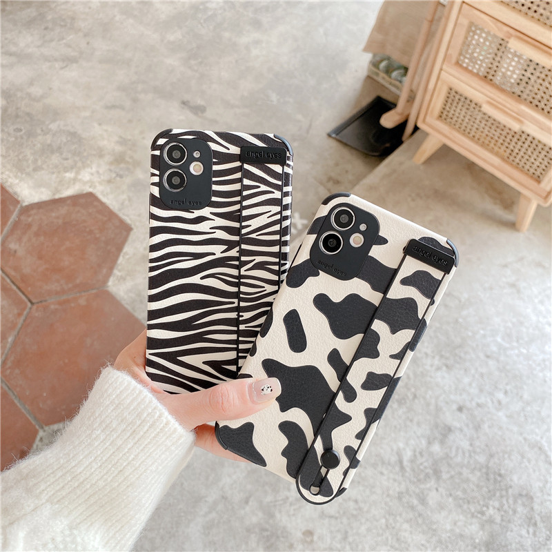 Cow Pattern Wrist Strap Soft Phone Case - Image 2