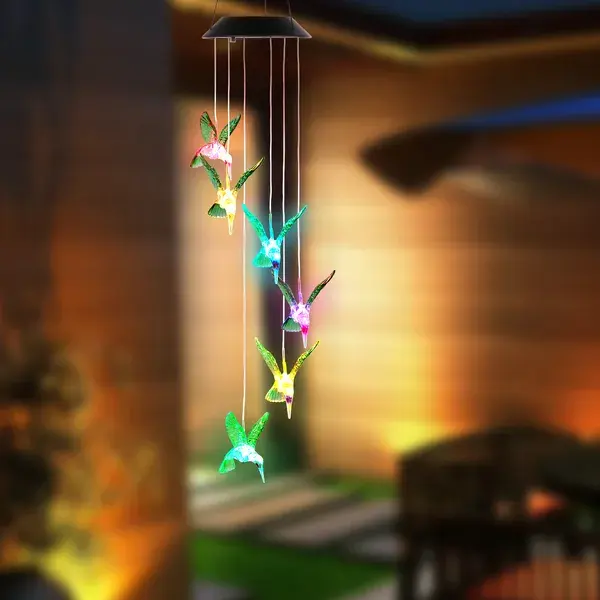 LED Solar Hummingbird Wind Chime String Lights