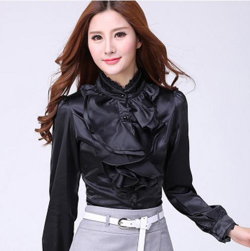 Women's Long-sleeved Shirt Temperament Warmth Slim Slimming Lace Chiffon
