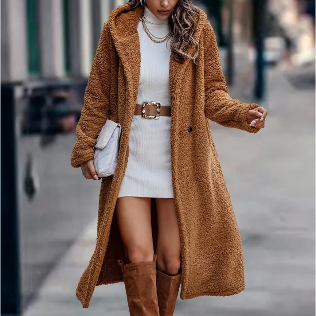 Long Sleeved Plush Hooded Jacket Women's Coat Windbreaker Chocolate S - Shop at LoveMi