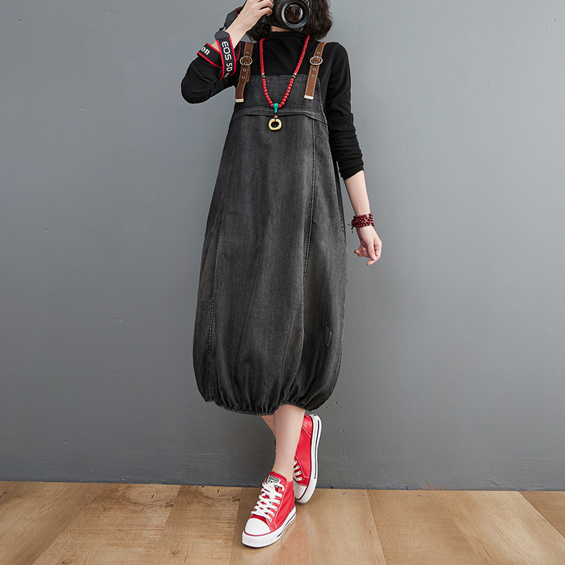 Denim Strap Midi Dress