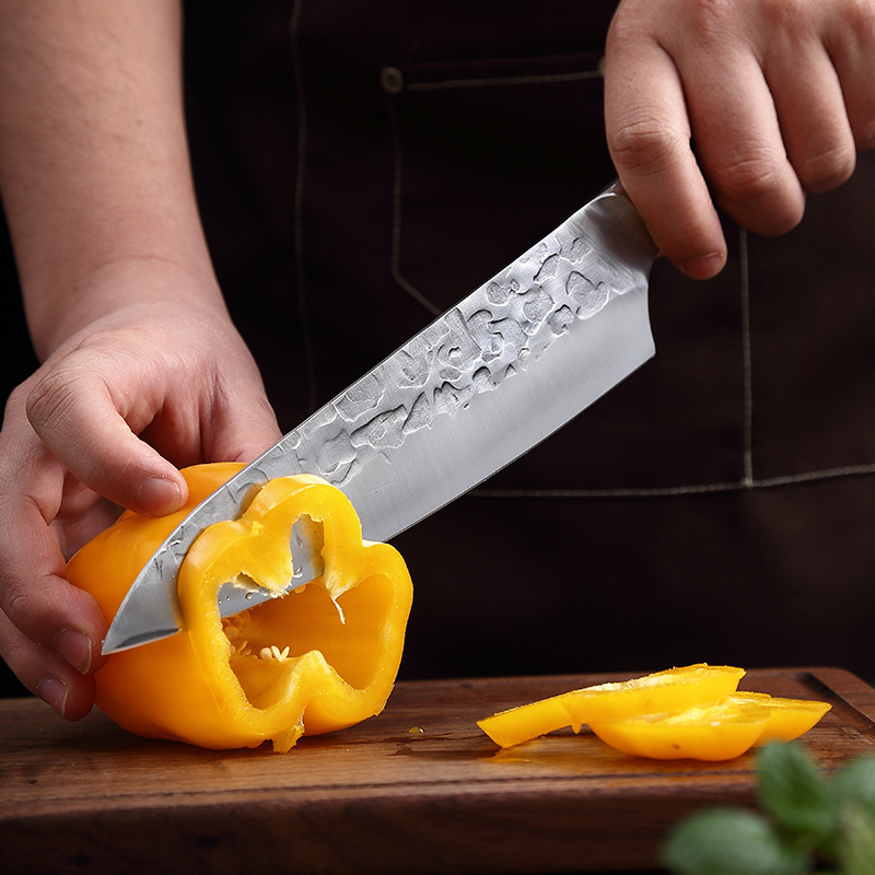 Hand Forged Chef's Knife Hammer Pattern Western Knife Set