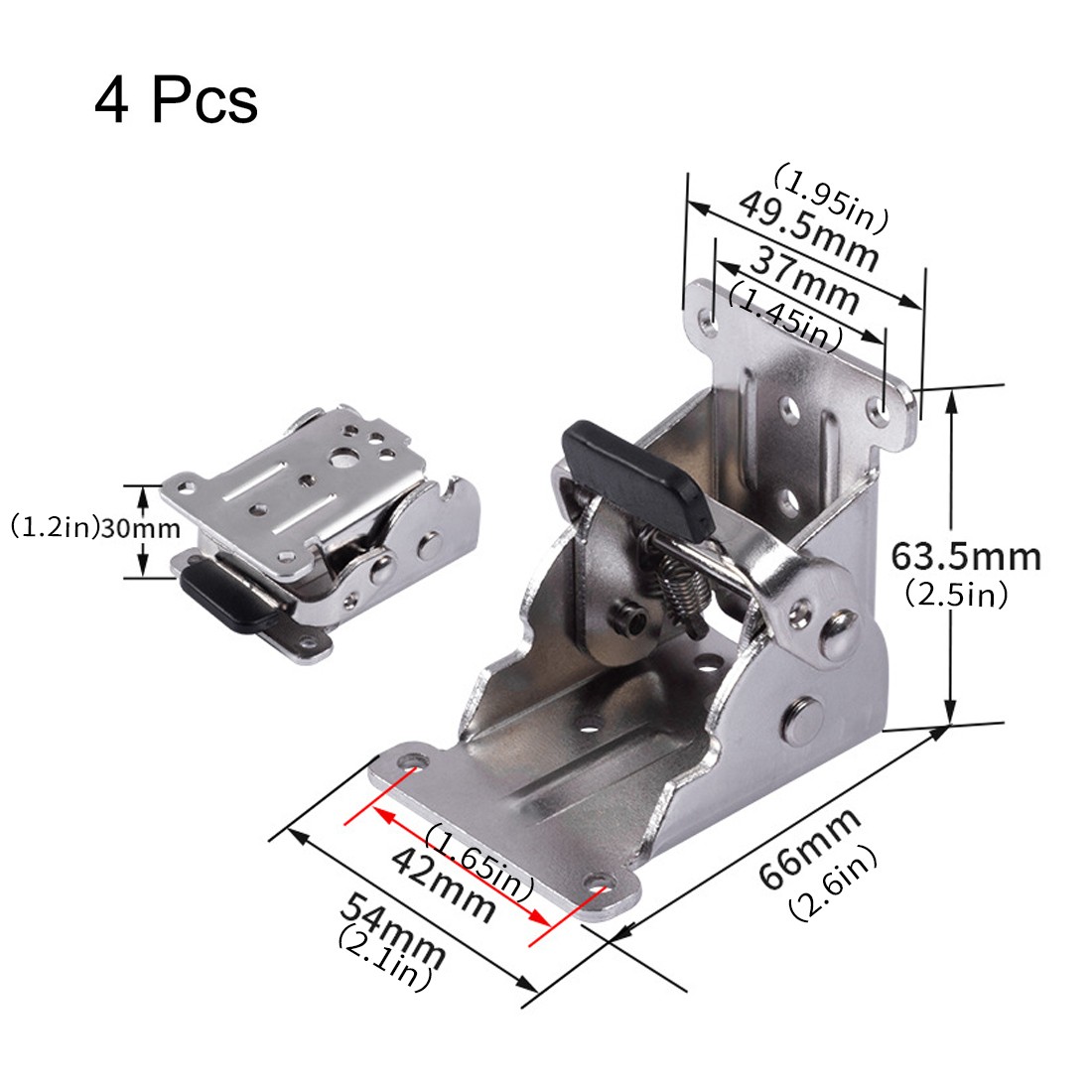 4x Folding Table Chair Leg Hinges 90 Degree Self-Locking Bracket Hinge Hardware 2