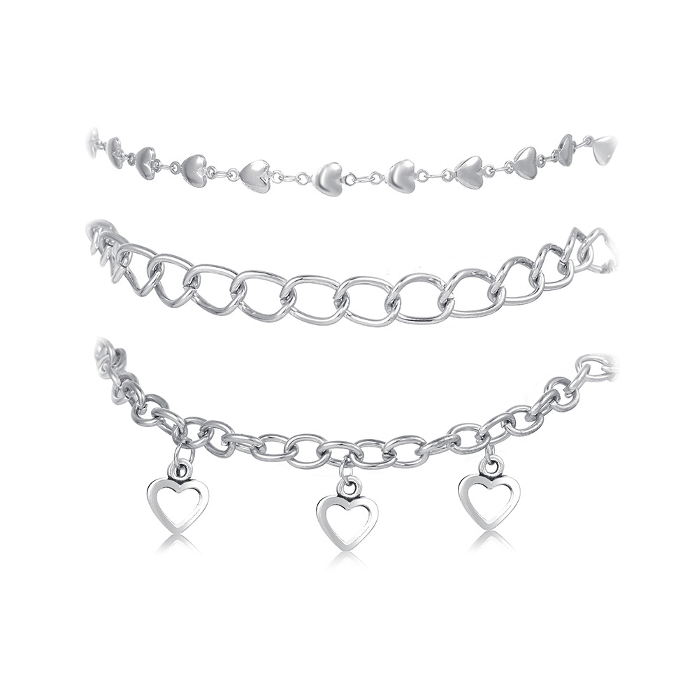 Title 4, Heart-shaped Chain Love Heart Pendant Anklet 3-...