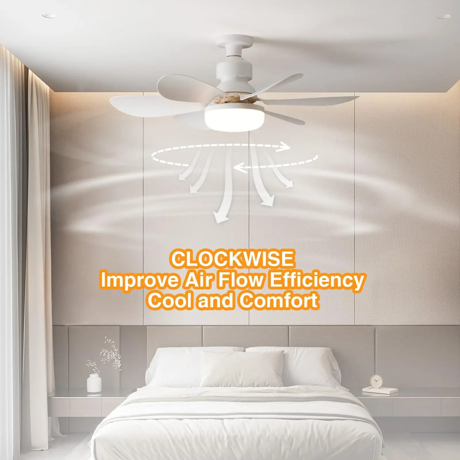Modern Led Ceiling Fan With Light Dimmable E27 Bedroom Living Room Lamp 30W — image 6