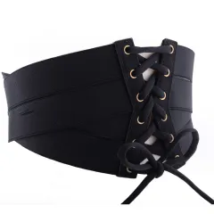 Cross Elastic Waist Repair Tying Rope Wide Belt, Elastic Waistband For Ladies - Black - View 1