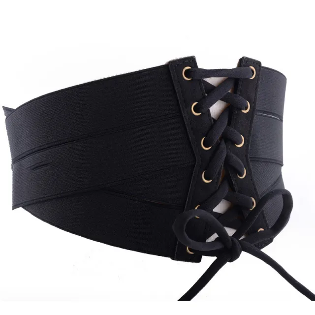 Cross Elastic Waist Repair Tying Rope Wide Belt, Elastic Waistband For Ladies Black - Shop at LoveMi