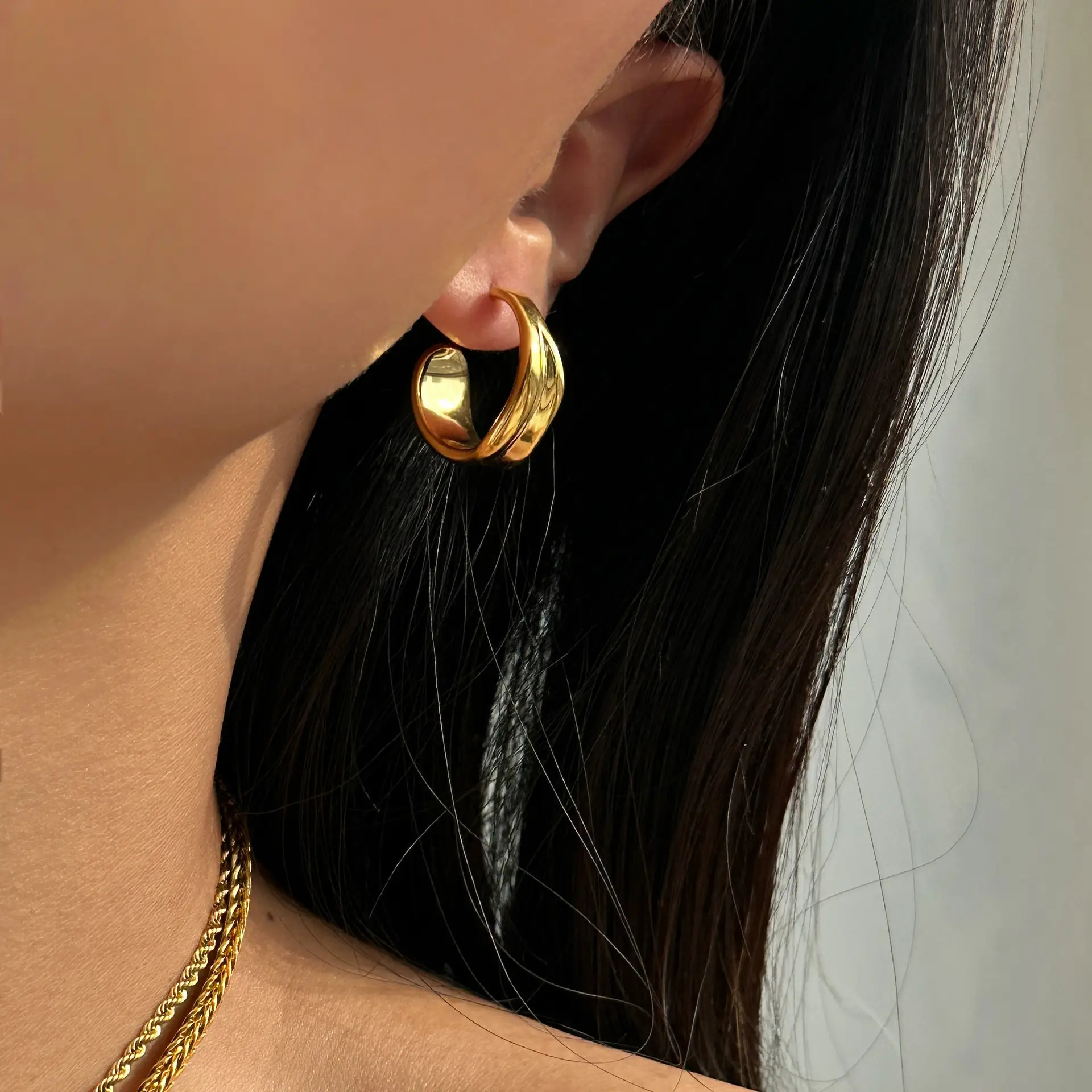 Retro Stainless Steel Polished Irregular Earrings