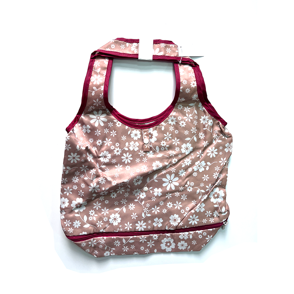 Reusable Shopping Bag Retractable Zipper Foldable Storage Tote Bag Eco-Friendly AFG108-pink-700053