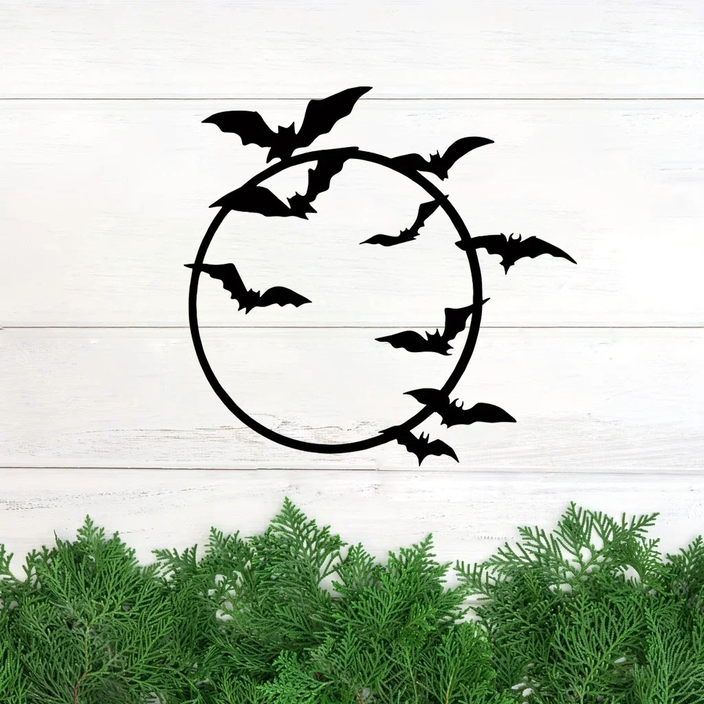 Halloween Metal Bat Wall Art Gothic Iron Wall Hanging Sign Spooky Home Indoor Outdoor Decor---Unavailable Platform-TikTok