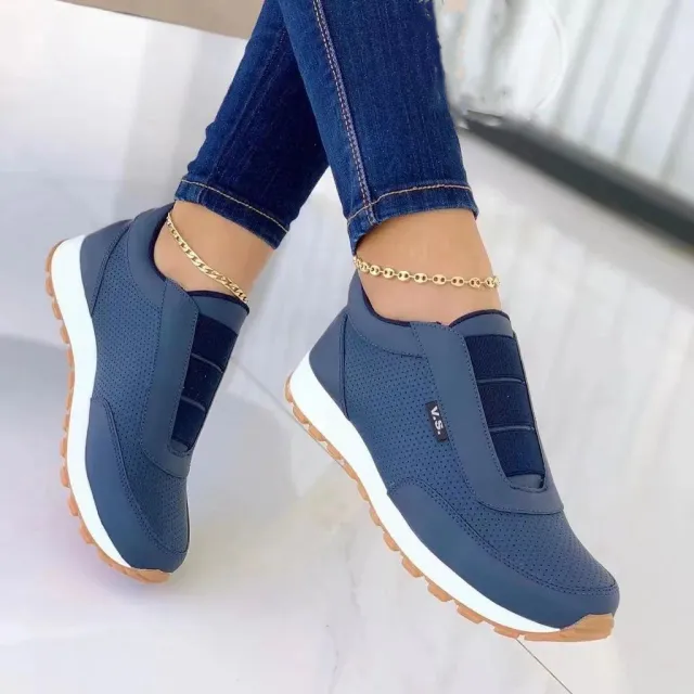 Women Flats Shoes Elastic Band Design Shoes Platform Sneakers Blue - Shop at LoveMi