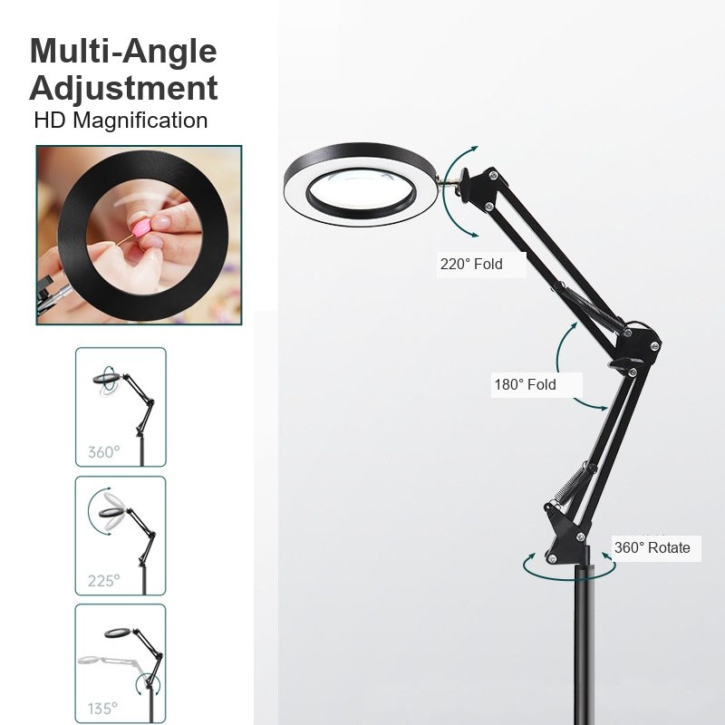 LED Magnifying Glass Lamp With Light & Stand Clip-on Desk Magnifier 3 Colour — image 5