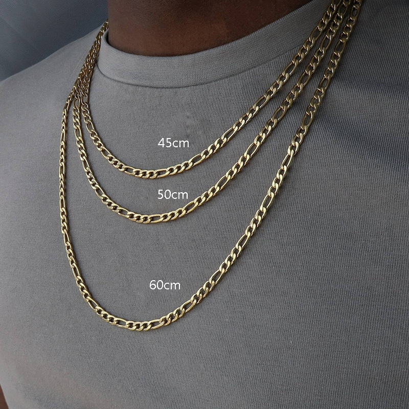 Men's Fashion Simple Gold Silver Chain Necklace
