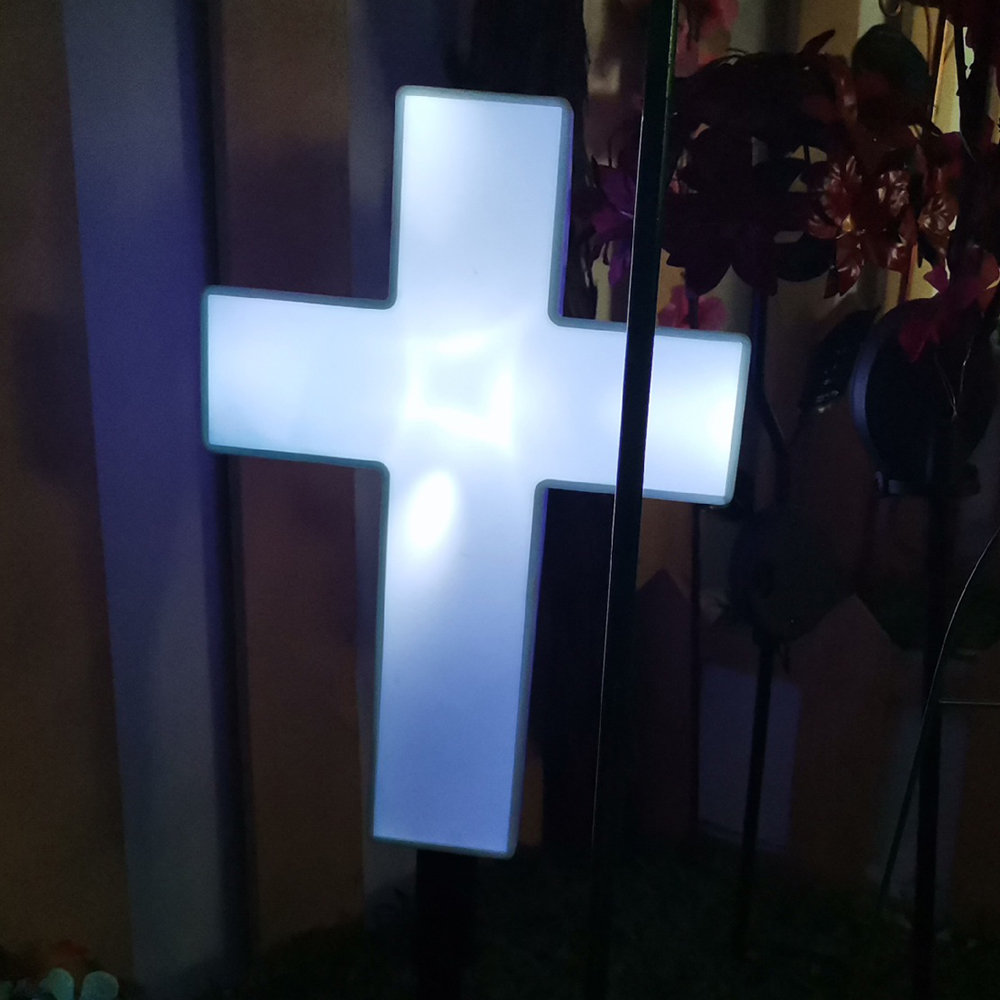 Solar Powered Big Cross Landscape Garden Stake LED Light White Outdoor Lawn Lamp — image 10