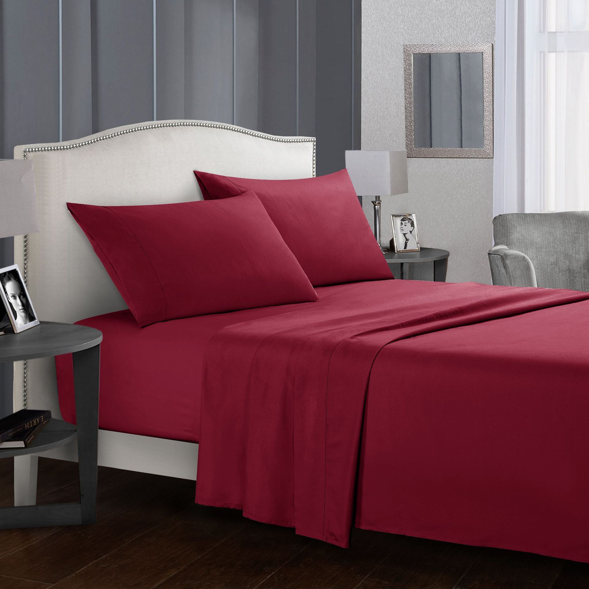 King 4-Piece Sheet Set — Claret Red