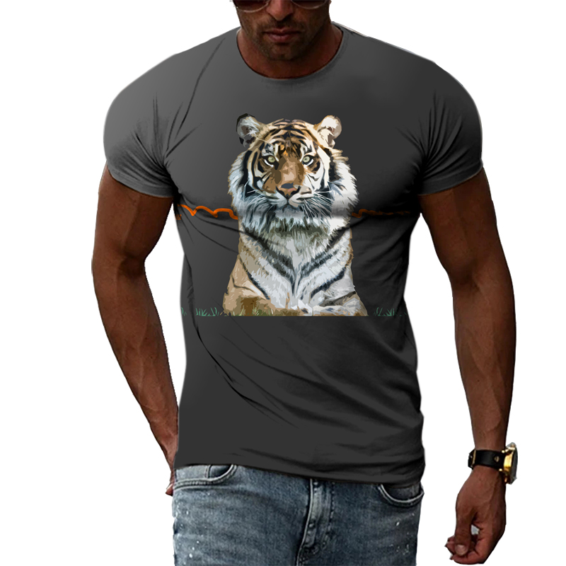 Title 1, Camiseta de manga corta con estampado de tigre ...