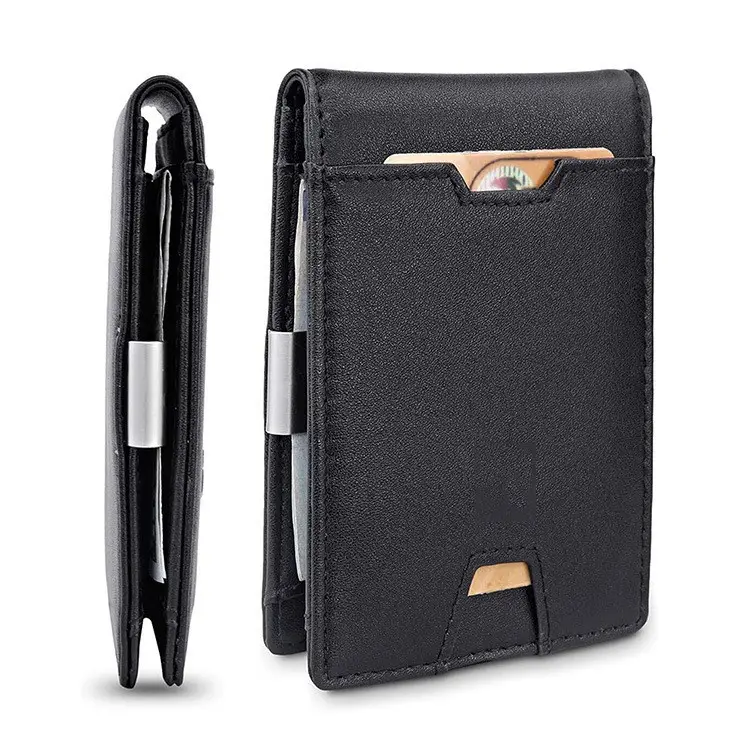 Men's Card Holder Fiber Leather Money Clip