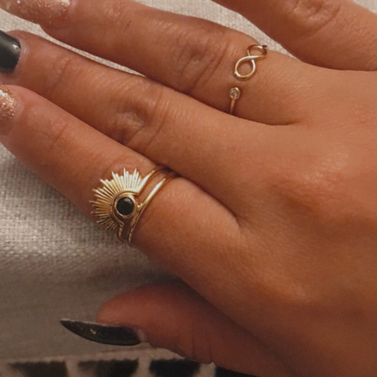 European And American Cross-border Women's Sun Ring 18k Gold Plated