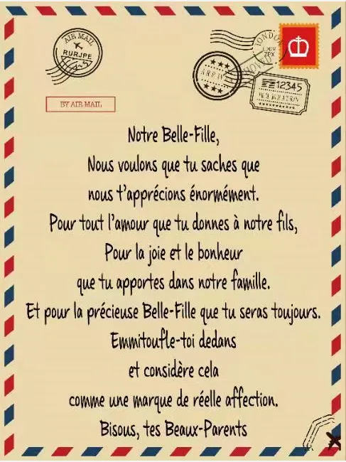 Envelope Letter Writing Flannel Blanket Pfils To Notre Belle Fille - Shop at LoveMi