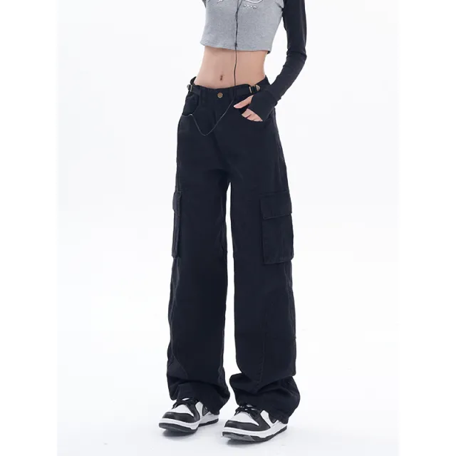 Women's Loose Casual Wide Leg Trousers Black - Shop at LoveMi