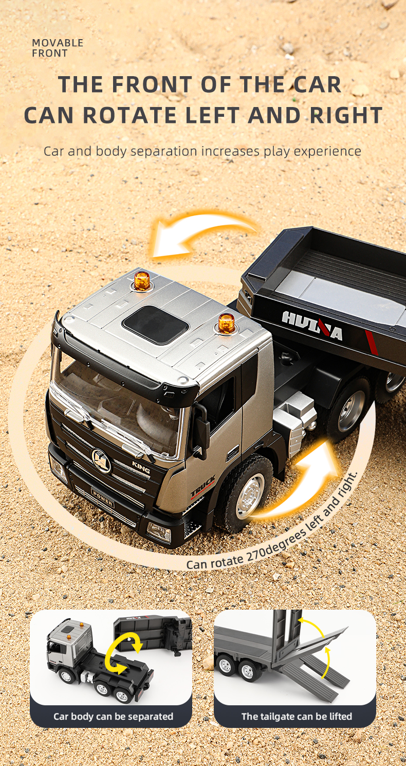 Huina 1318 1-24 Semi-alloy Remote Control Flatbed Trailer Toy 14