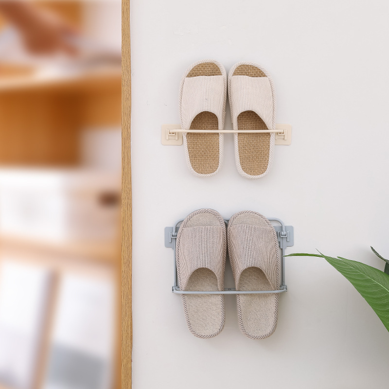 Foldable Bathroom Slippers Rack Wall-mounted Slippers Shoe Rack Hanging Dormitory Storage Artifact