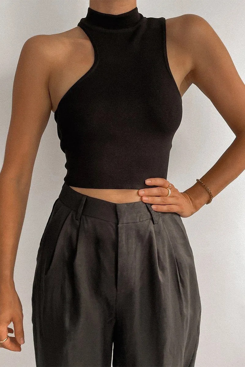 Ins Slim Asymmetric Knit Vest Spring And Summer New