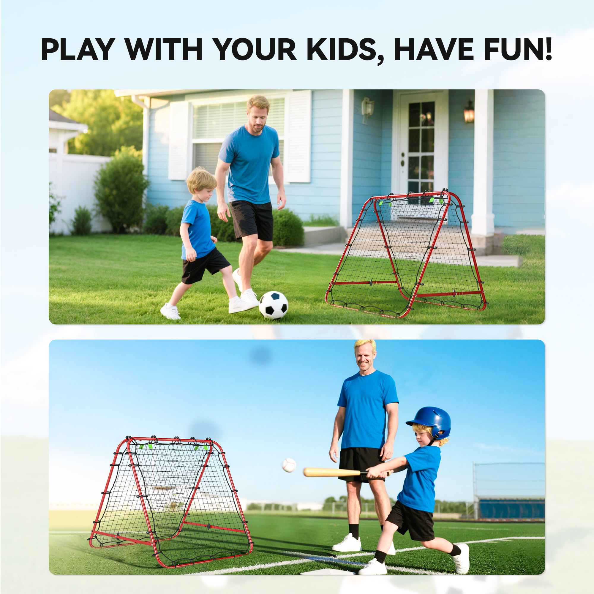 Double Sided Football Rebound Net, Five Adjustable Angle Door — image 9