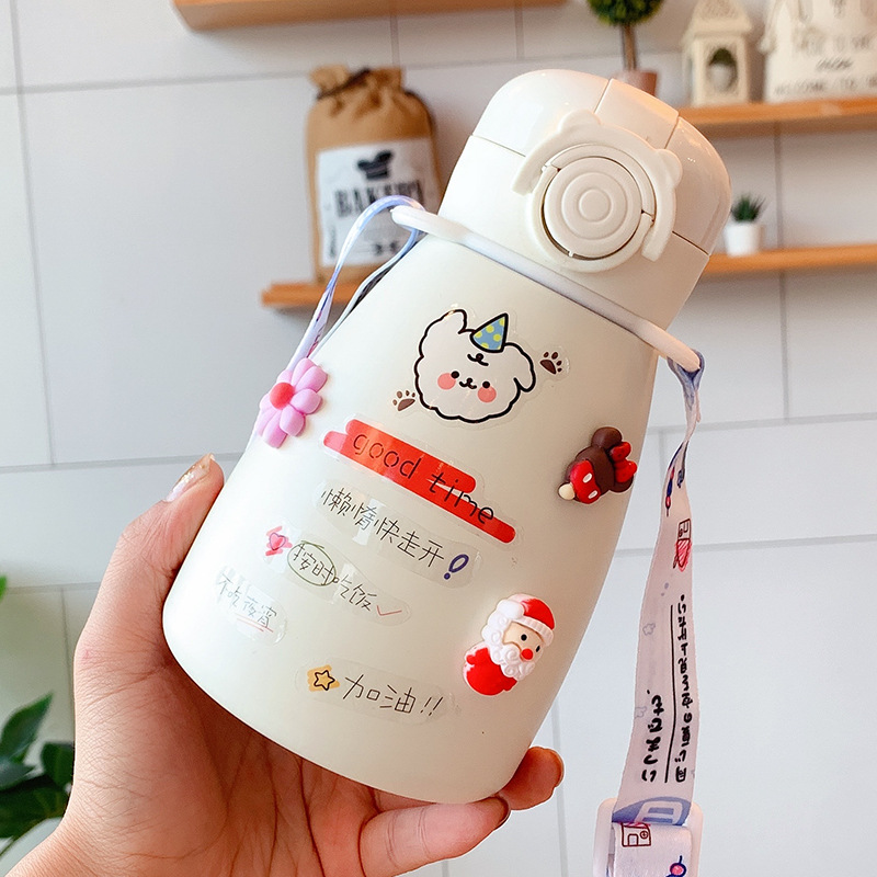 Net Red Pot-bellied Vacuum Flask Stainless Steel Cartoon Straw - Image 4