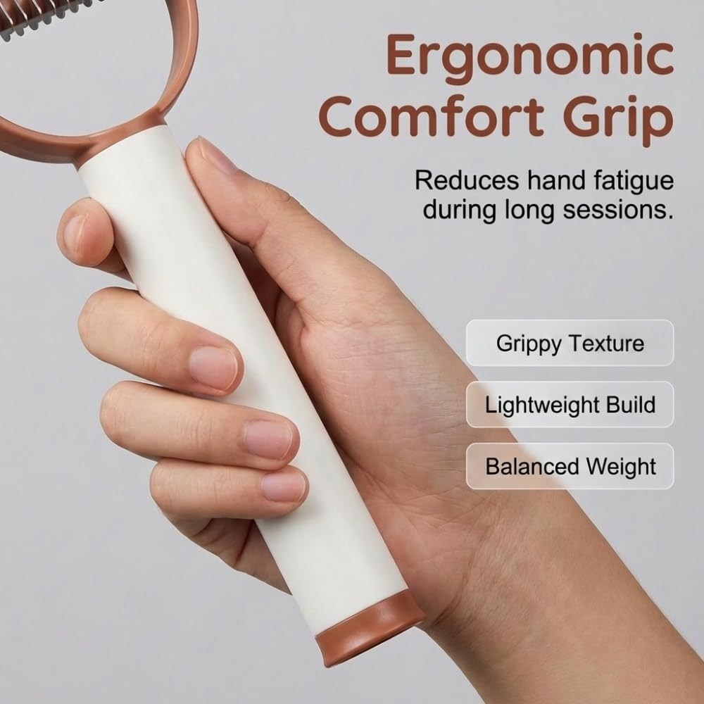 Double Sided Dematting Comb For Cats & Dogs, Undercoat Rake, Safe Deshedding Grooming Tool, Gentle Matt Remover Detangler For Long Thick Haired Pets, Ergonomic Pet Grooming Brush view 2