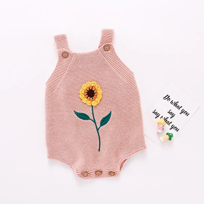Baby Girl Sunflower Strappy Knitted Bodysuit
