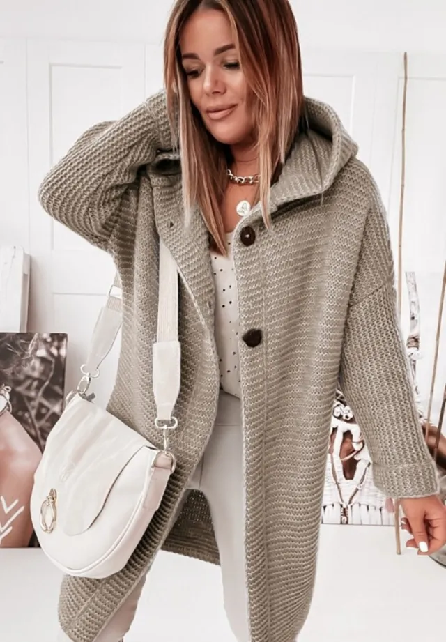 Temperament Commuting Loose Cardigan Women Sweater Plus Size Khaki - Shop at LoveMi