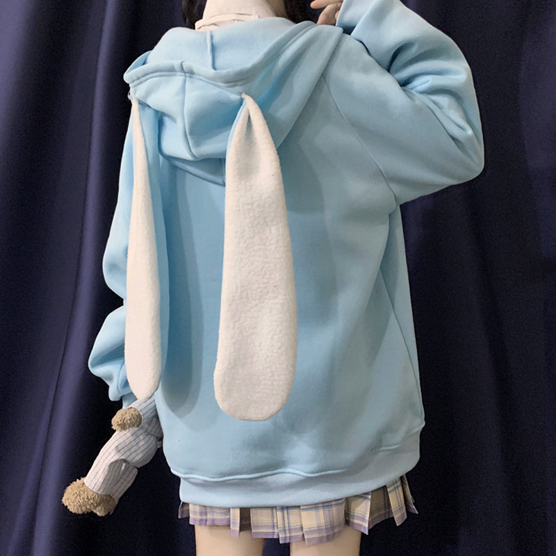 Title 4, Cute Bunny Ears Hooded Loose Top Korean Style