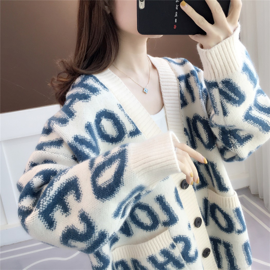 Large Size Mid-length Knitted Cardigan Jacket