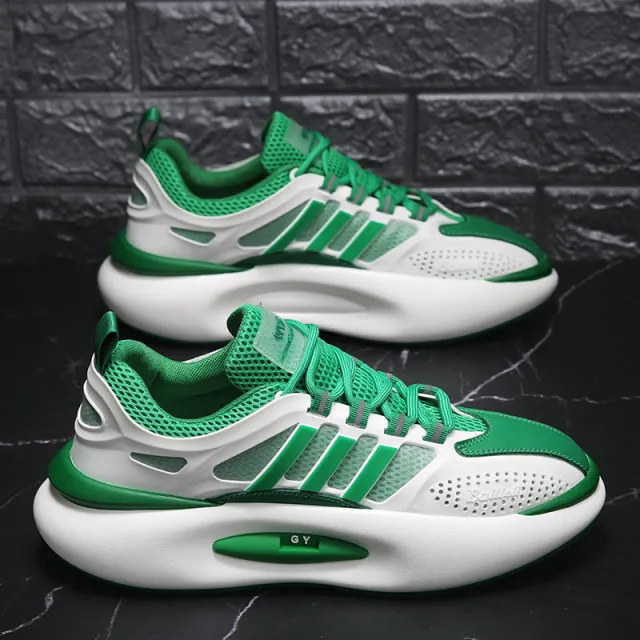 Men's Casual Versatile Mesh Breathable Running Sneakers Green - Shop at LoveMi