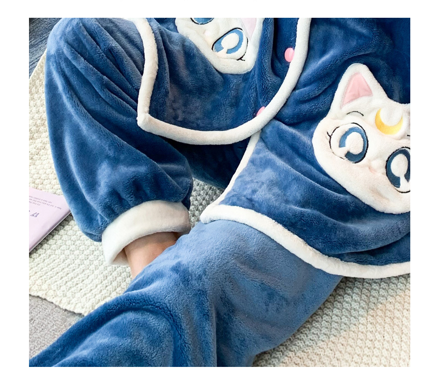 Title 8, Women Winter Cartoon Thick Flannel Home Pajamas