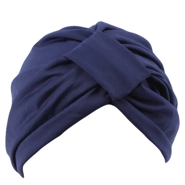 Angled Cotton Faux Knit Fabric Solid Yoga Indian Hat Navy Blue - Shop at LoveMi