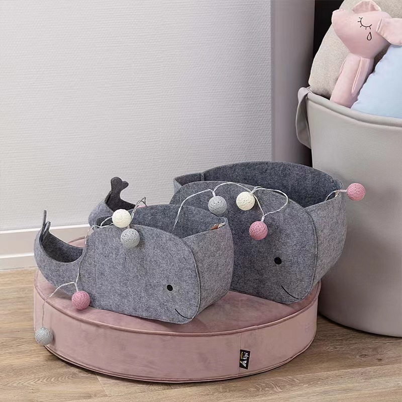 Title 3, Cartoon Whale Felt Collector Basket Sundries Sn...