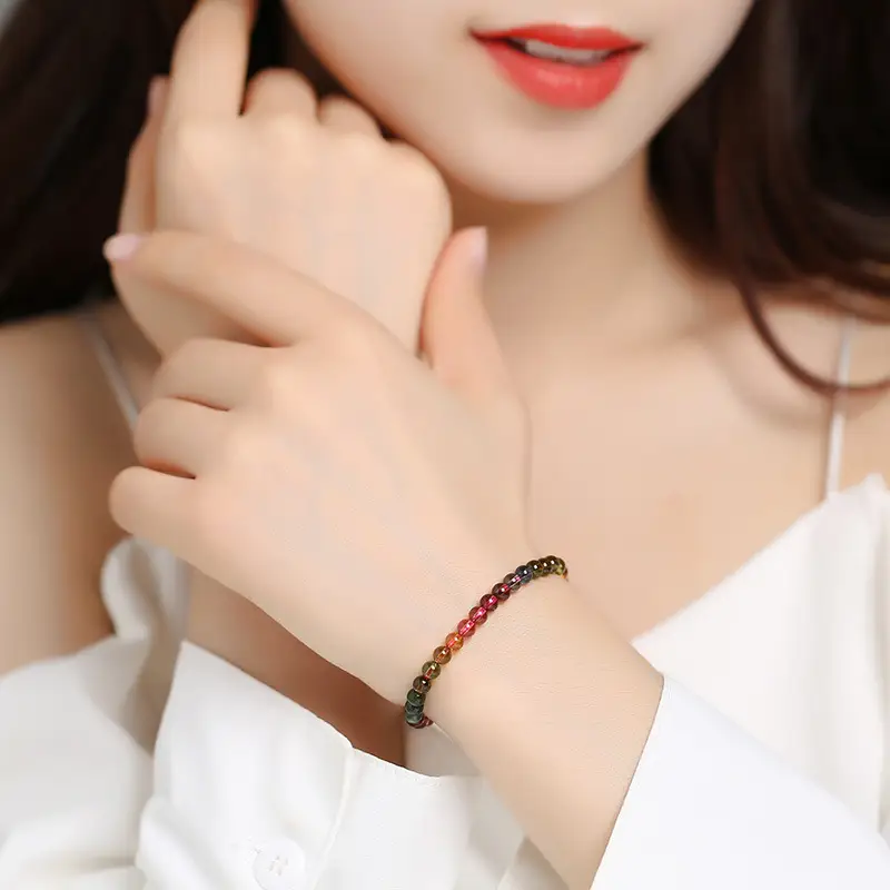 Small Crystal Tourmaline Single Circle Bracelet 4.5mm