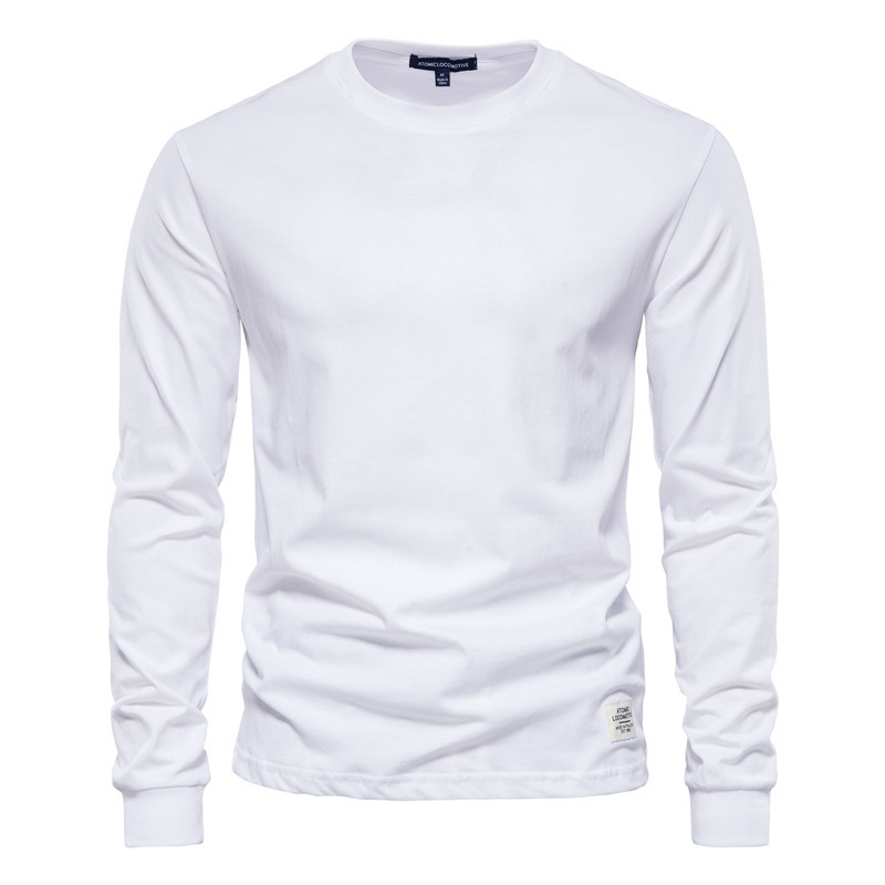 New Men's Solid Color Long-sleeved Shirt