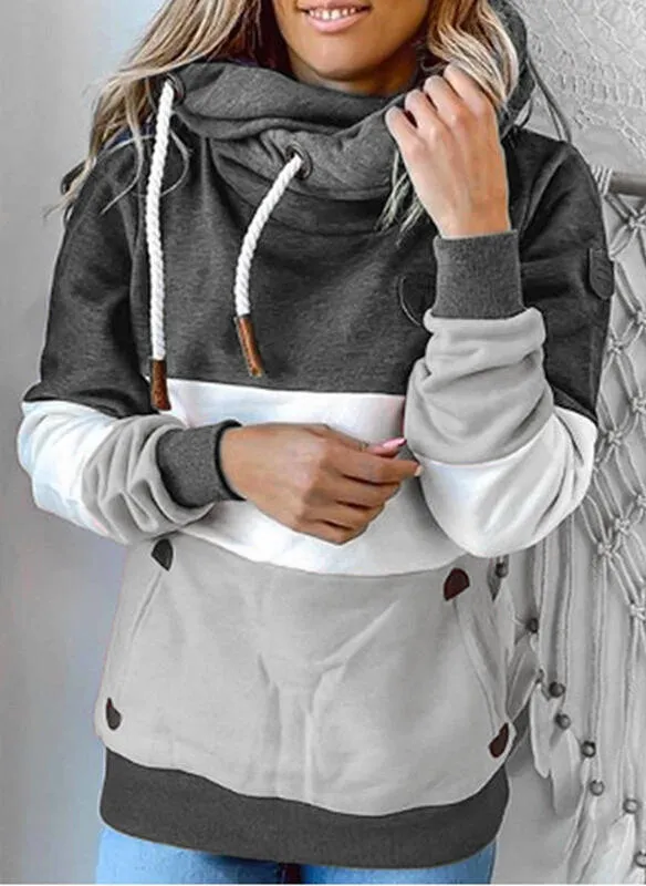 Paneled hooded sweatshirt Grey - Shop at LoveMi