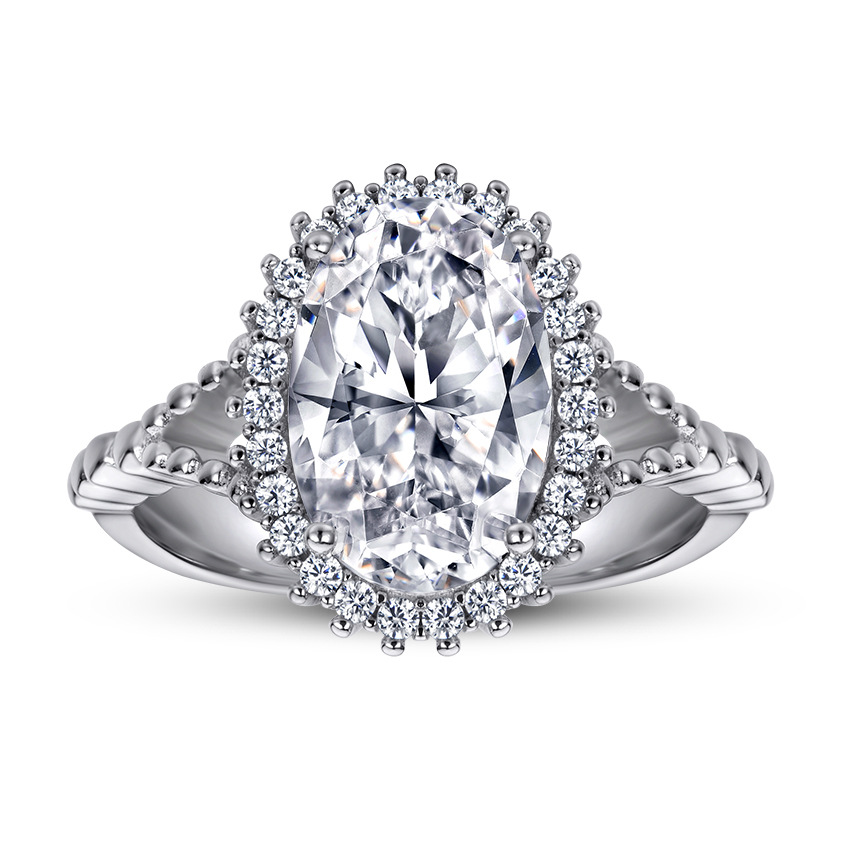 S925 Sterling Silver Egg Shaped Zircon Exaggerated Ring Female