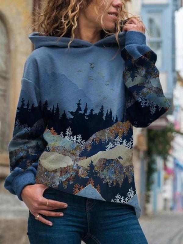 Title 1, Hooded long-sleeved printed fleece sweater women