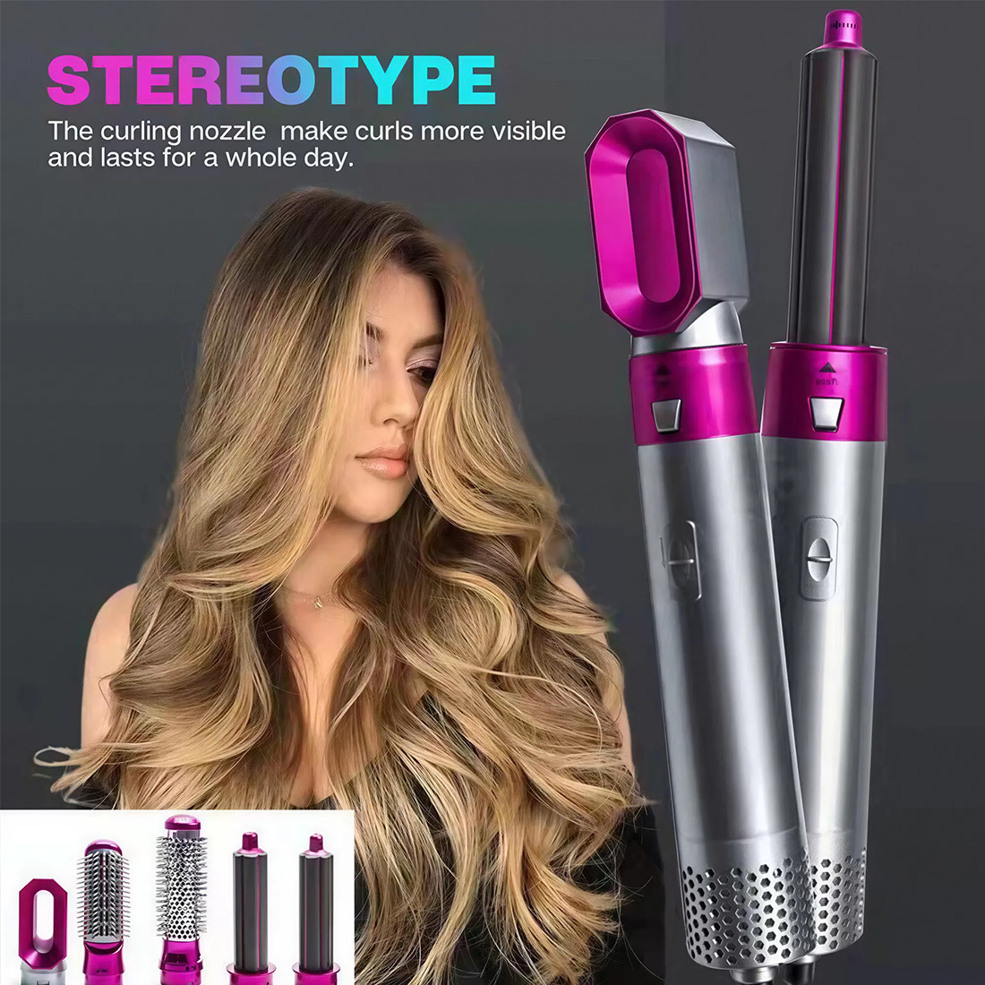 5 In 1 Professional Hair Curler Dryer Styler Curler Straightener Hot Air Brush