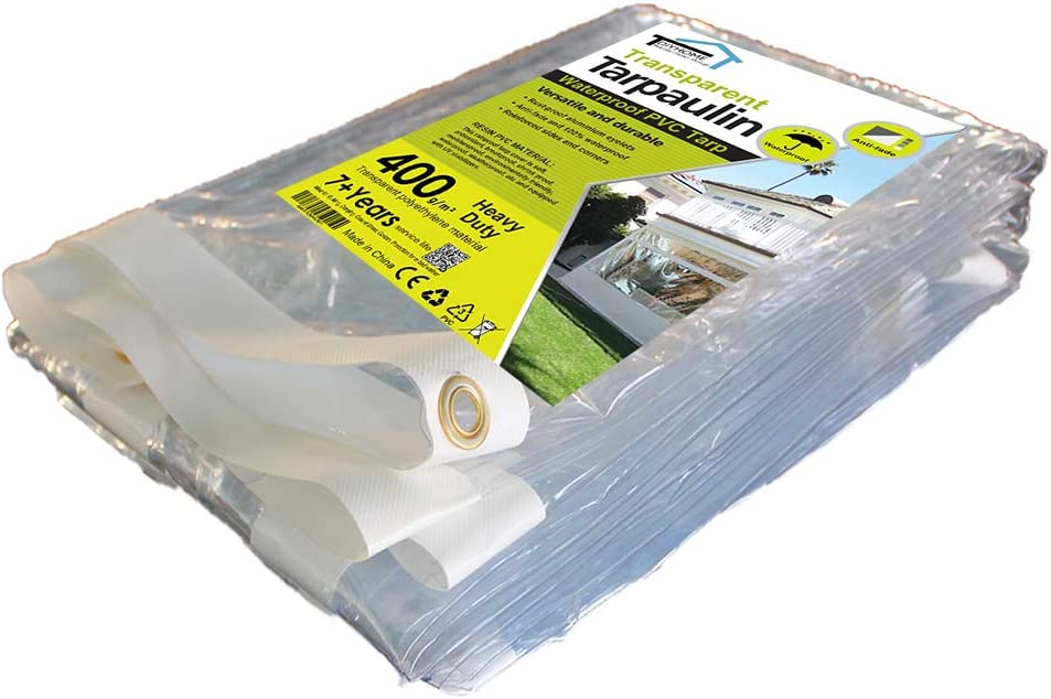 7 Size 400gsm Heavy Duty Waterproof PVC Transparent Tarpaulin Clear Tarp Glass — image 7