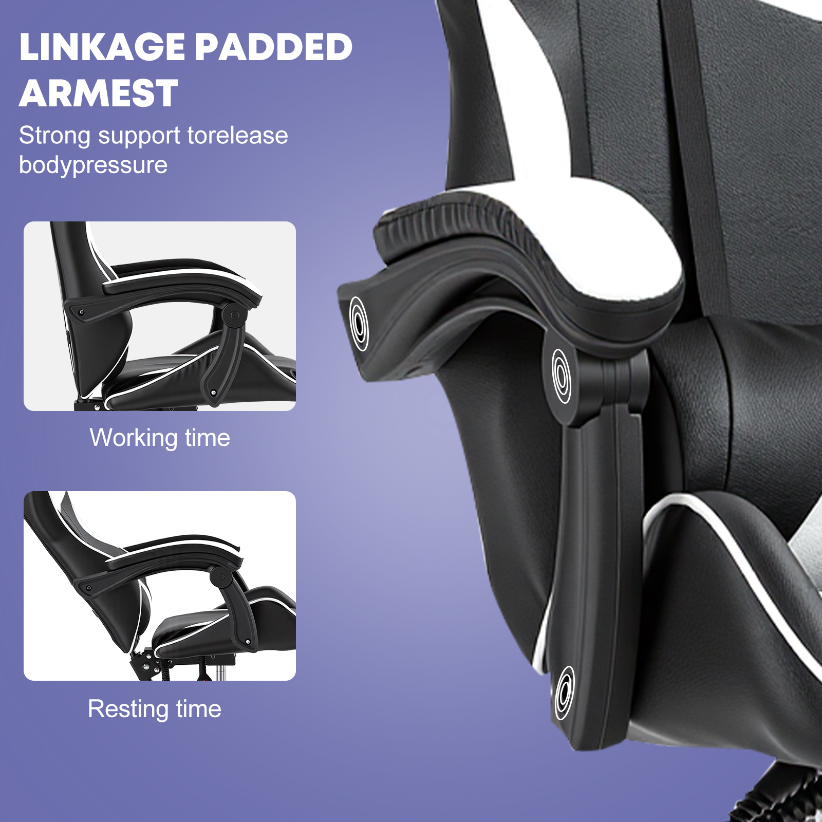 Gaming Reclining Swivel Chair For Adults,Ergonomic Racing PC With Lumbar Support — image 12