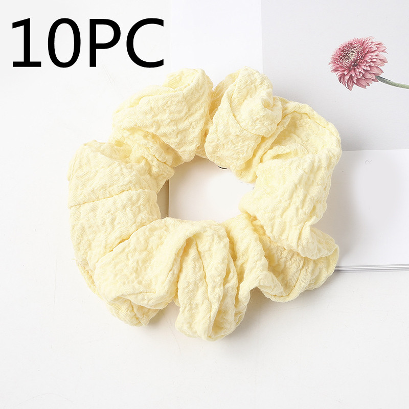 Puff large intestine hair circle fabric in Pale yellow 10PC