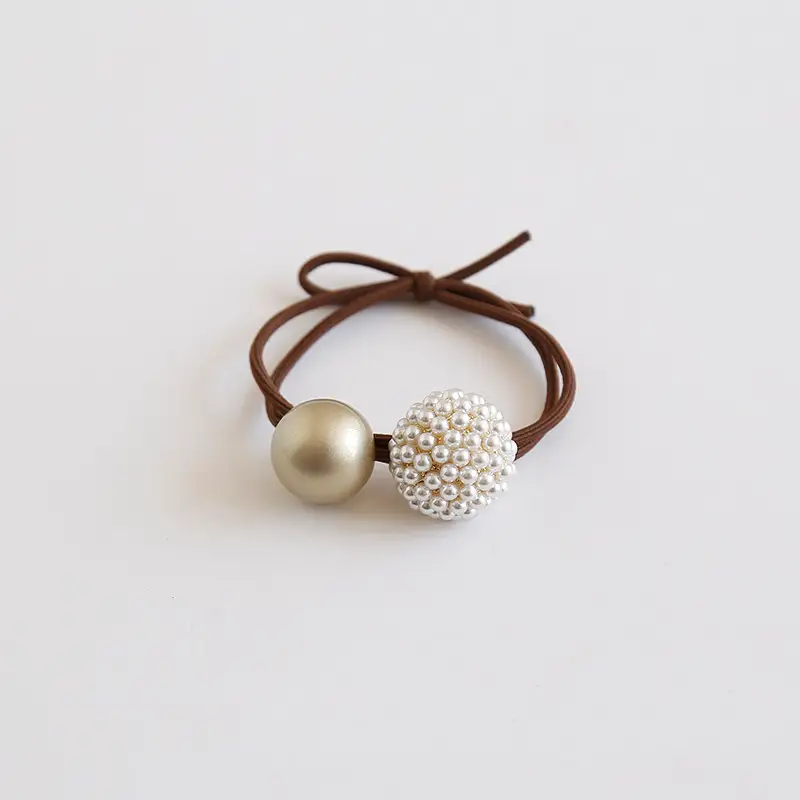 Alloy Pearl Coffee Tie Hair Elastic Band
