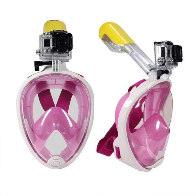 Anti Fog Snorkeling Full Face Mask Silicone Full Dry Diving Goggles With Camera Purple - Shop at LoveMi